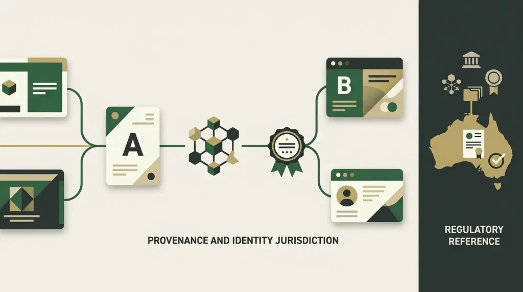 Editorial illustration of an operator and licence trail changing across time