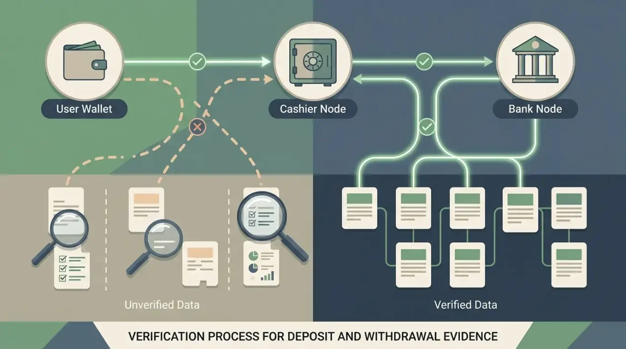 Neutral editorial illustration of payment routes being checked against evidence